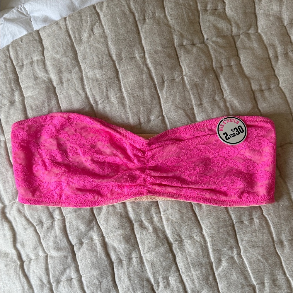 PINK Victoria's Secret Hot Pink Lace Bandeau